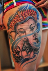 可爱的印度象神纹身图案