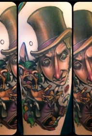 彩绘邪恶人肖像与怪物兔纹身图案