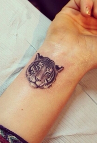 手腕上的老虎头像纹身图案