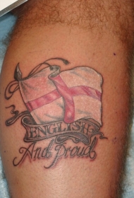 腿部彩色英格兰国旗纹身图案