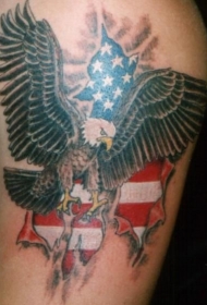 鹰和美国国旗撕裂纹身图案