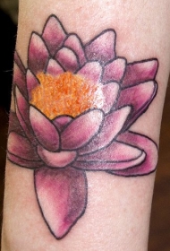 手臂彩色紫莲花纹身图片