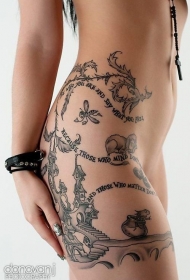 性感美女大腿动物和字母纹身图案