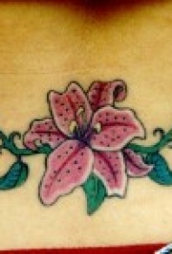 优雅的百合花藤蔓纹身图案