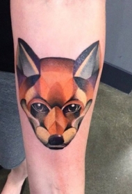 手臂彩色前几何狐狸纹身图案