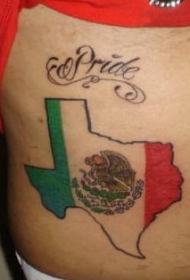 腰部彩色德克萨斯州和意大利国旗纹身