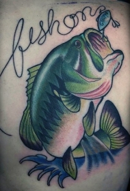 彩绘大鱼吃小鱼字母纹身图案