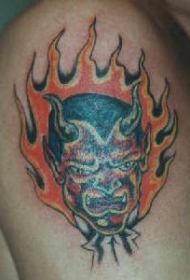 红色恶魔火焰纹身图案