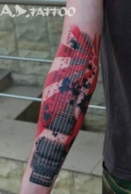 手臂PS图象处理软件风格的彩色吉他纹身