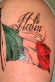 彩色意大利国旗字母纹身图案