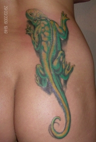 臀部彩色逼真的蜥蜴纹身图案
