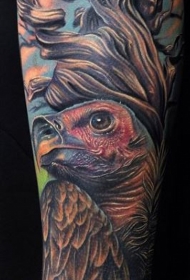 手臂细致的鹰彩色纹身图案