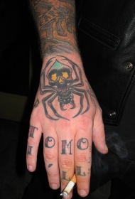 手背可怕的蜘蛛怪兽纹身图案