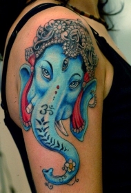 胳膊印度教圣象纹身图案