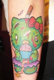 手臂彩色僵尸凯蒂猫纹身图案