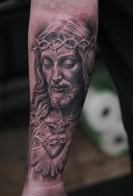 小臂 耶稣刺冠纹身图案
