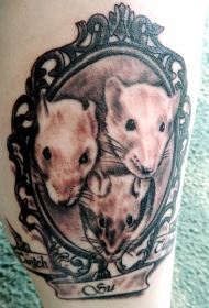 三只老鼠肖像纹身图案