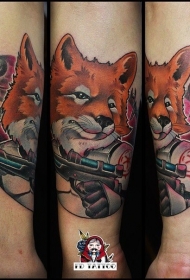 手腕彩色狐狸风暴骑兵纹身图案