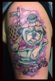 可爱的小狗糖果纹身图案