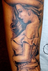 手臂棕色性感墨西哥女孩纹身图案
