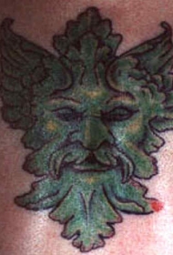 绿色魔鬼脸纹身图案