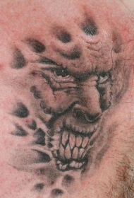 愤怒的恶魔脸纹身图案
