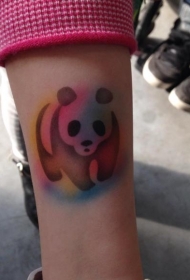 手臂自制像彩色熊猫剪影纹身图案