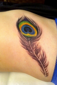 彩色孔雀羽毛纹身图案