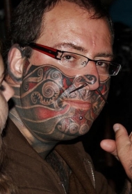 男性半边脸彩绘图腾纹身图案