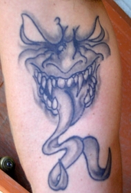 腿部石像鬼蛇的舌头纹身图案