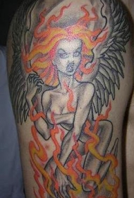 火焰和女人恶魔纹身图案
