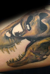 好看的彩色恐龙头骨纹身图案