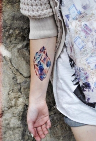 女生小臂彩色水晶纹身图案