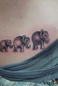 不寻常的黑灰大象家庭纹身图案