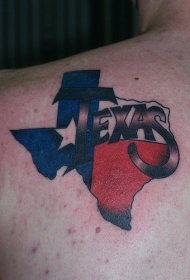 男性肩部彩色德克萨斯州国旗纹身