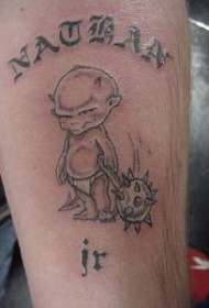小恶魔和字符纹身图案