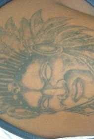 印度羽毛冠酋长纹身图案