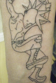 手臂简约朋克摇滚人物纹身图案