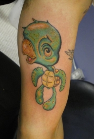 手臂卡通有趣的小乌龟大脑袋纹身