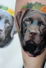 写实风格彩色可爱的狗纹身图案