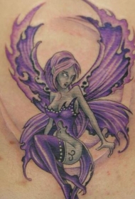 淡紫色的可爱精灵纹身图案