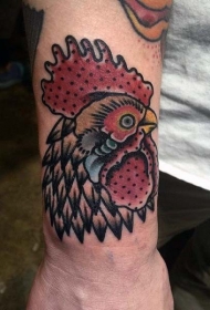 手腕彩色公鸡头部纹身图案
