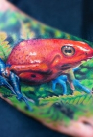 脚部水彩逼真的红蛙纹身图案