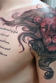 肩部插画风格的狮子头字母纹身图案