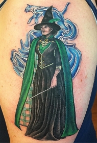 手臂卡通女巫师彩绘纹身图案