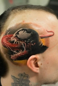 头部现实主义风格彩色邪恶的毒液头纹身图案