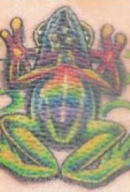 背部彩色宇宙青蛙纹身图案