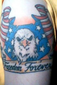 胳膊字母自由永远美国旗鹰纹身图案
