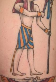 埃及白阿努比斯彩色纹身图案