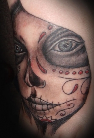 手臂彩色僵尸女人纹身图案